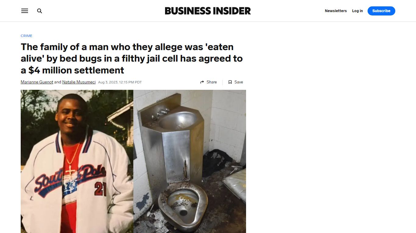 Family of Man 'Eaten Alive' by Bed Bugs in Jail Cell Agrees ... - Insider